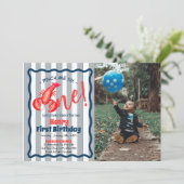 Pinch Me, I'm One Lobster Boy 1st Birthday Party Kaart (Staand voorkant)