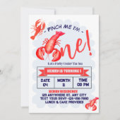 Pinch Me, I'm One Lobster Boy 1st Birthday Party Kaart (Voorkant)