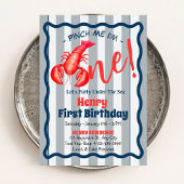 Pinch Me, I'm One Lobster Boy 1st Birthday Party  Kaart