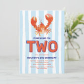 Pinch me I'm Two Lobster 2nd Birthday Kaart (Staand voorkant)
