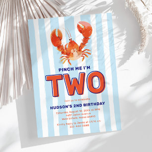 Pinch me I'm Two Lobster 2nd Birthday Kaart