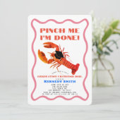 Pinch Me Retro Crawfish Afstudeerfeest Kaart (Staand voorkant)