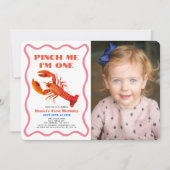 Pinch Me Retro Crawfish Foto 1e verjaardag Kaart (Voorkant)