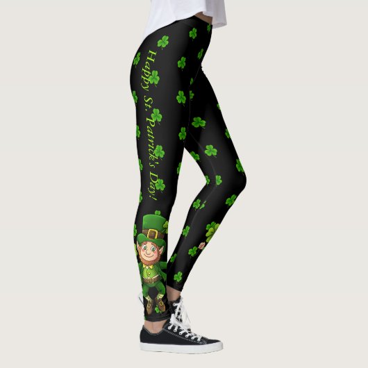 Pinch Proof Happy St. Patrick's Day Green Clover Leggings (Rechts)