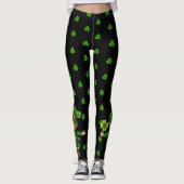 Pinch Proof Happy St. Patrick's Day Green Clover Leggings (Voorkant)