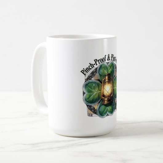 Pinch-Proof Lantern Clover T-Shirt | “Pinch-Proof' Koffiemok (Voorkant links)