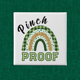 Pinch Proof St Patrick's Day Green Rainbow Plaid Vierkante Button 5,1 Cm