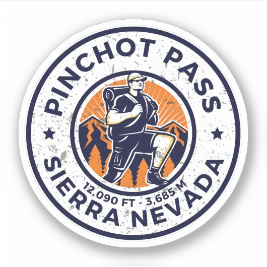 Pinchotpas hoge bergpas Sierra Nevada Sticker (Voorkant)