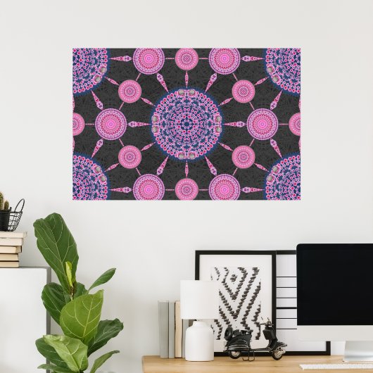 Pincushion Cactus Array 1A Poster (Thuiskantoor)