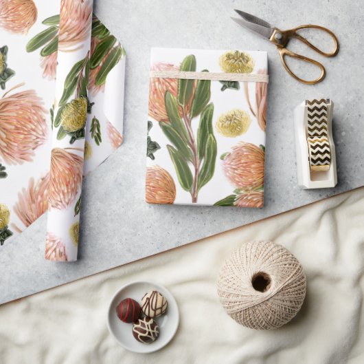 Pincushion Protea Botanisch patroon Cadeaupapier (Crafts)