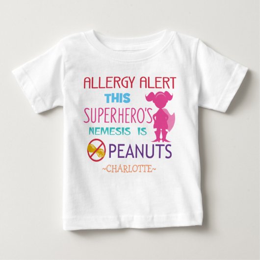 Pinda Allergie Alert Superheld Meisjes Custom (Voorkant)