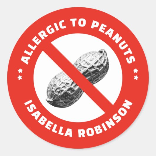 Pinda-allergie met aangepaste naam ronde sticker (Voorkant)