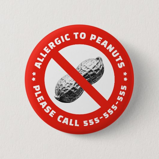 Pinda-allergie  ronde button 5,7 cm (Voorkant)