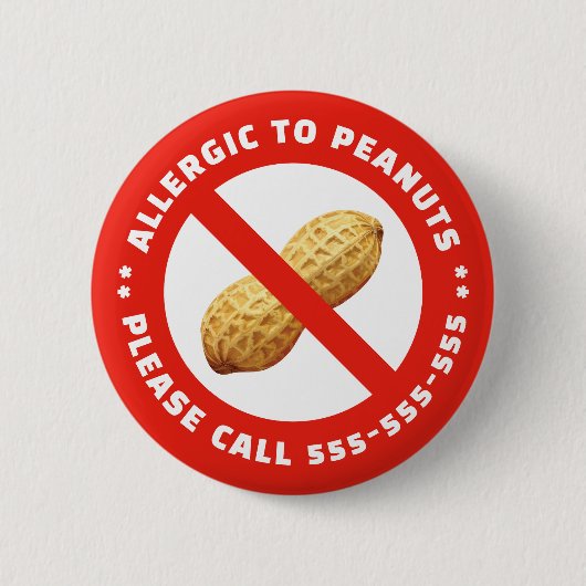 Pinda-allergie ronde button 5,7 cm (Voorkant)