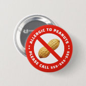 Pinda-allergie ronde button 5,7 cm (Voorkant /achterkant)