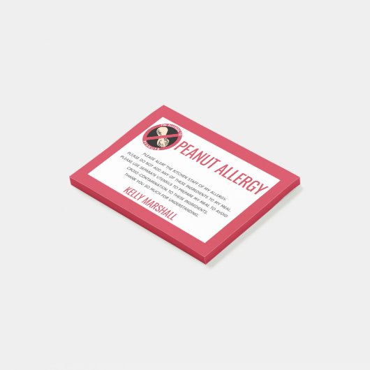 Pinda-allergie Waarschuwing Restaurant Aangepaste  Post-it® Notes (Schuin)
