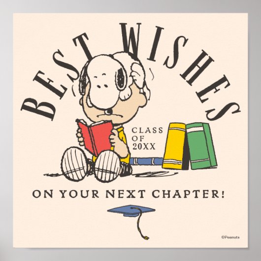 Pinda Beste Wensen Afstuderen Snoopy Lezen Poster (Voorkant)