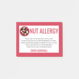 Pinda Boomnoot Allergie Waarschuwing Restaurant Aa Post-it® Notes