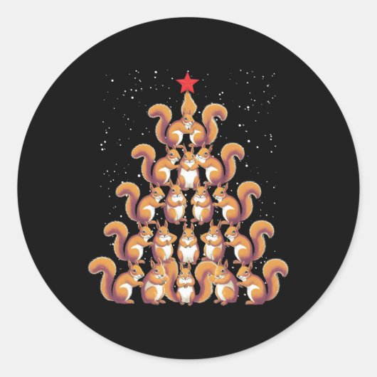 Pinda Kerstboom De Eekhoorn Kerstboom Vrouwen Ronde Sticker (Voorkant)