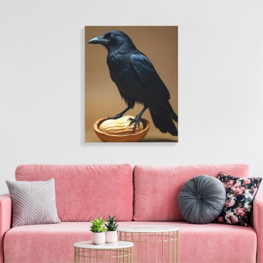 Pinda liefhebbers Crow-Raven canvas muurkunst (Insitu (Woonkamer))