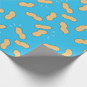 Pinda Patroon op Blauwe Cartoon Cadeaupapier (Hoek)