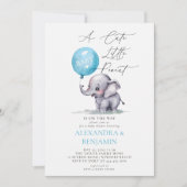 Pinda Schattigee Olifant Waterverf Baby Boy Shower Kaart (Voorkant)