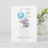 Pinda Schattigee Olifant Waterverf Baby Boy Shower Kaart (Staand voorkant)