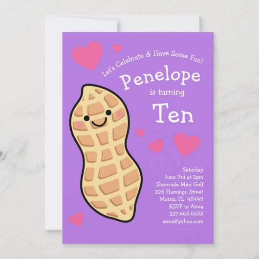 Pinda Verjaardagsfeest Kinder Schattigee Cartoon Kaart (Voorkant)