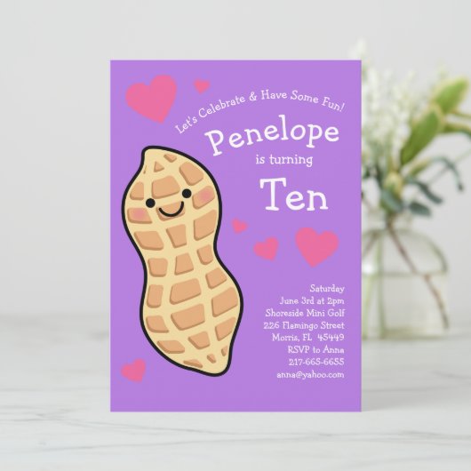 Pinda Verjaardagsfeest Kinder Schattigee Cartoon Kaart (Staand voorkant)