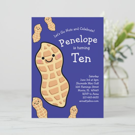 Pinda verjaardagsfeest Kinder Schattigee noot Cart Kaart (Staand voorkant)