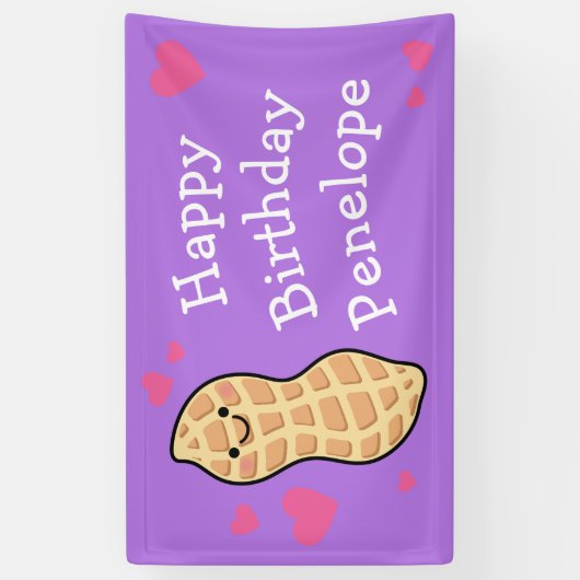 Pinda verjaardagsfeest Schattigee Kinder Cartoon n Spandoek (Verticaal)