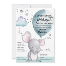 Pinda Waterverf Olifant Baby shower Uitnodiging