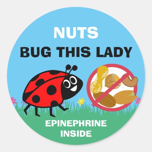Pindaboom notenallergie Alert Epinefrine lieveheer Ronde Sticker (Voorkant)