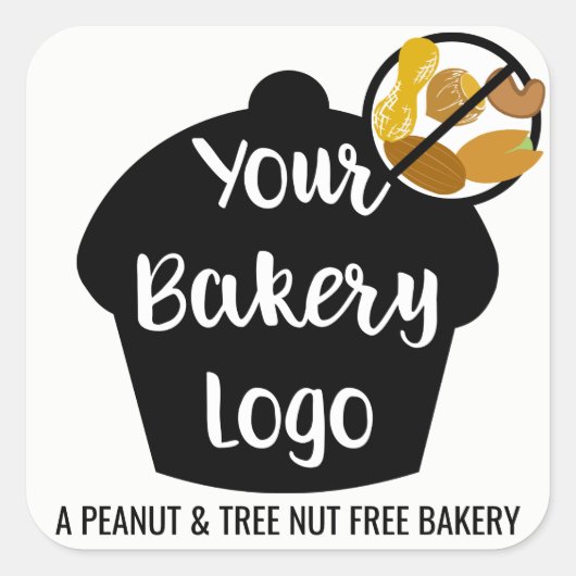 Pindaboom Nut Gratis Bakkerij Logo Custom Vierkante Sticker (Voorkant)