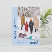 Pindacomics Snoopy & Woodstock Sledden Feestdagenkaart (Staand voorkant)