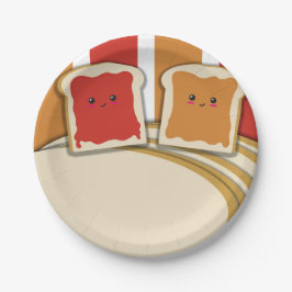 Pindakaas Aardbeienjam Verjaardagsfeestje Papieren Bordje