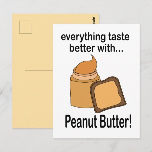 Pindakaas Brood Eten Schattig Briefkaart (Voorkant / Achterkant)