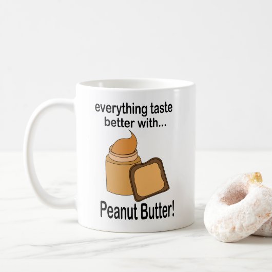 Pindakaas Brood Eten Schattig Koffiemok (Met donut)