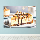 Pindakaas Cheesecake Canvas Afdruk (Insitu (Houten vloer))