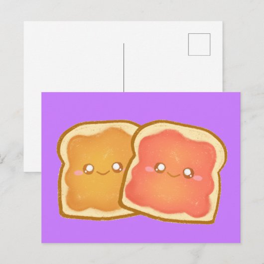 Pindakaas en aardbei gelei toast briefkaart (Voorkant / Achterkant)