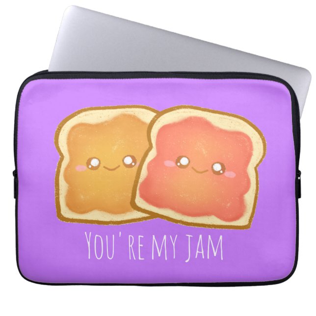 Pindakaas en aardbei gelei toast laptop sleeve (Voorkant)