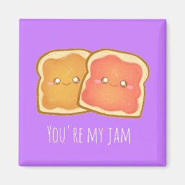 Pindakaas en aardbei gelei toast magneet