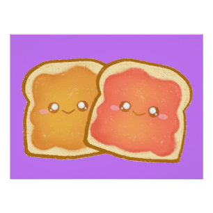 Pindakaas en aardbei gelei toast perfect poster