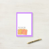 Pindakaas en aardbei gelei toast post-it® notes (Op bureau)