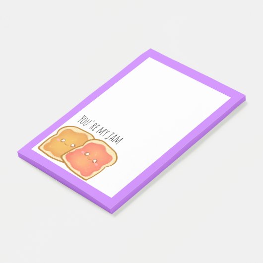 Pindakaas en aardbei gelei toast post-it® notes (Schuin)