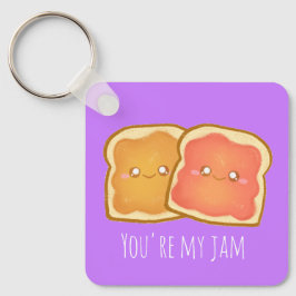 Pindakaas en aardbei gelei toast sleutelhanger