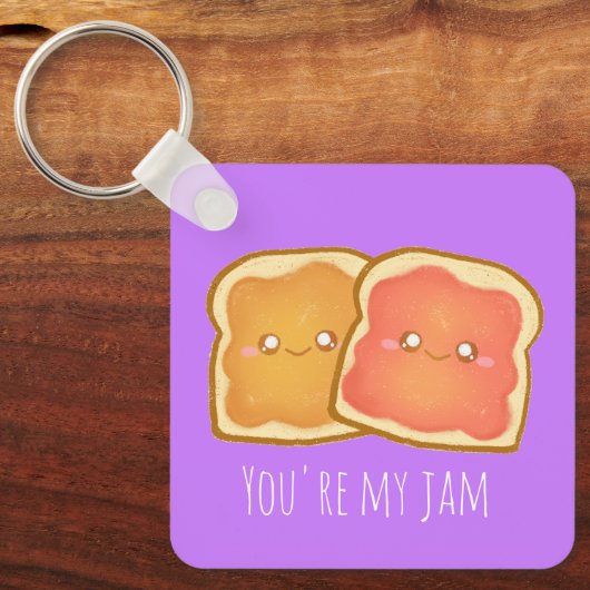 Pindakaas en aardbei gelei toast sleutelhanger (Voorkant)
