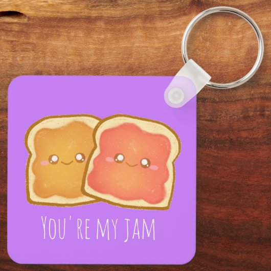 Pindakaas en aardbei gelei toast sleutelhanger (Achterkant)