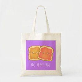 Pindakaas en aardbei gelei toast tote bag
