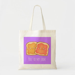 Pindakaas en aardbei gelei toast tote bag